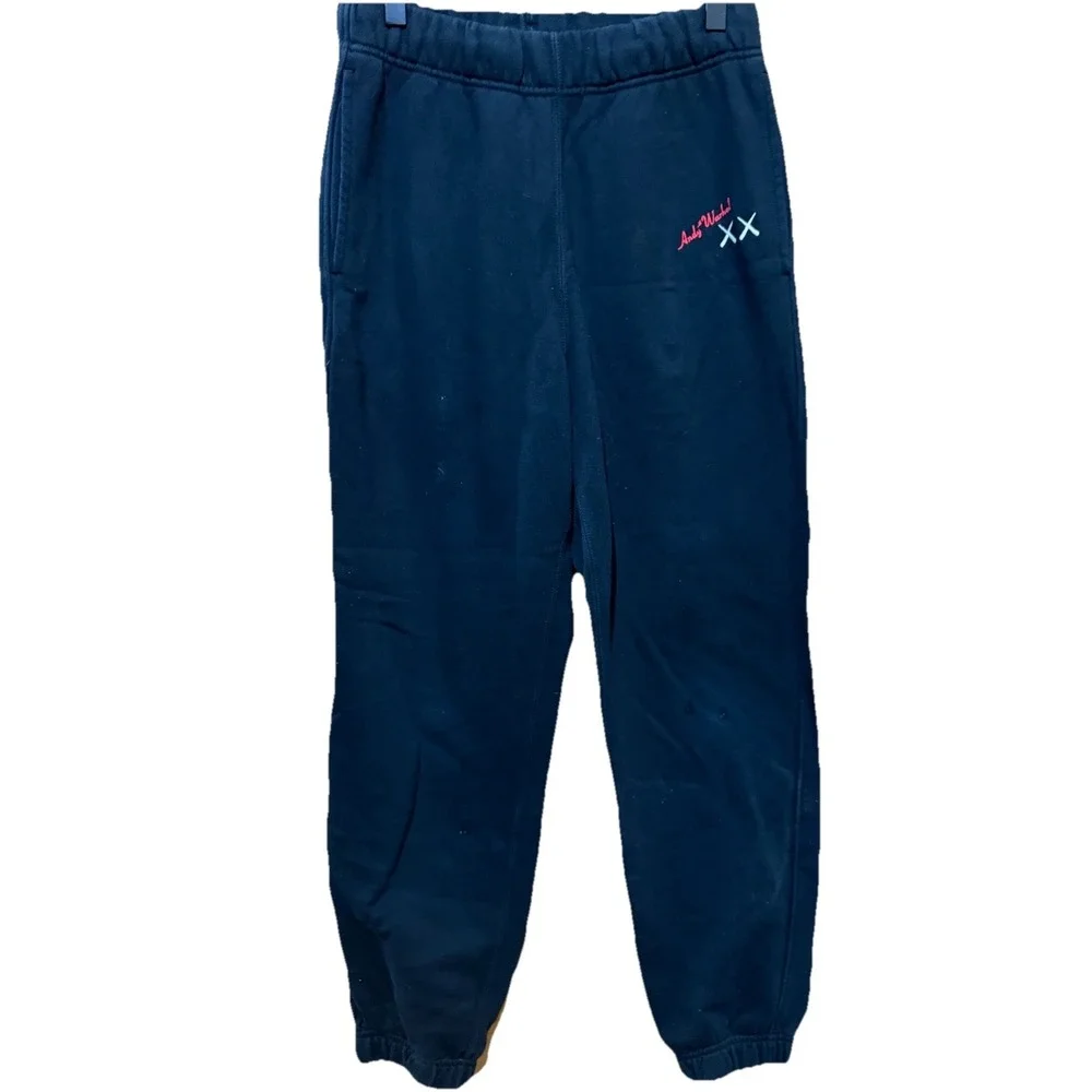 Uniqlo KAWS Warhol Pants Mens Small 28x28 Black Graphic Sweatpants Joggers Andy